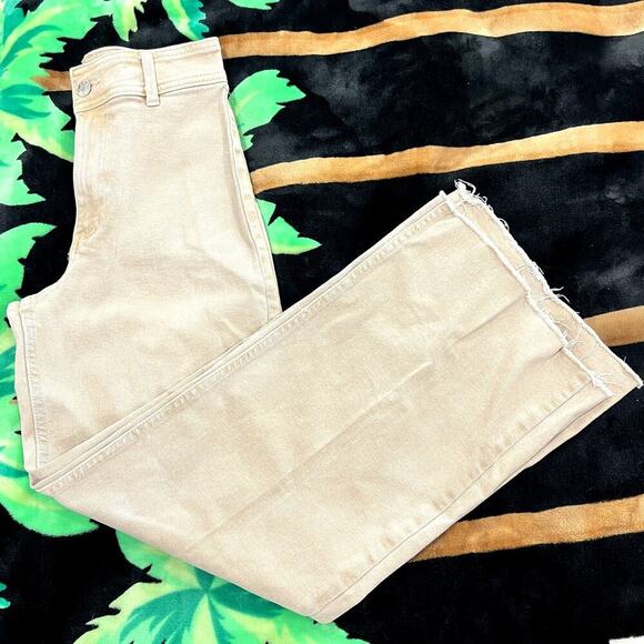 Mango Tan Culotte High Waist Jeans Catherine Wide Leg Size 2 - Picture 2 of 6